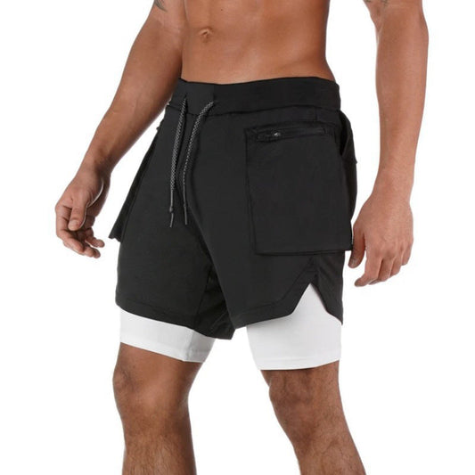 Men’s Athletic Shorts – Dual Layer – Compression Liner – Breathable Stretch Fit Black