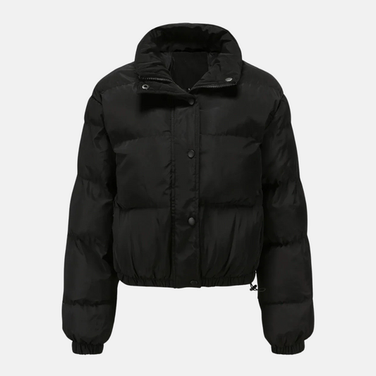 Women's Oversized Cropped Puffer Jacket - UrbanChic Black