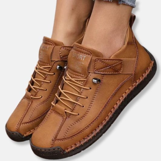 Women's Low-Top Sneakers Faux Leather Accent - UrbanStride Brown