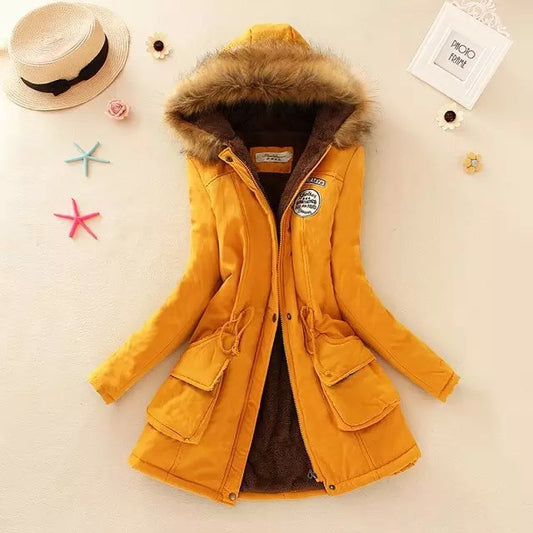 Women's Tailored Parka Coat Sherpa Lined - UrbanChic Yellow