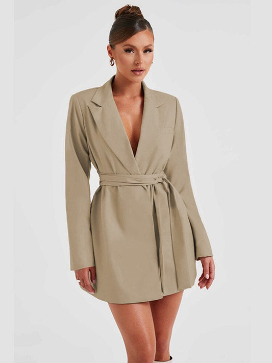 Women's Tailored Blazer Dress Mini V-Neck - Power Chic