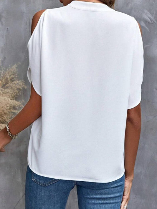 Elegant Off-Shoulder Blouse for Women - Effortless Chic, Half Sleeve - BellaTop