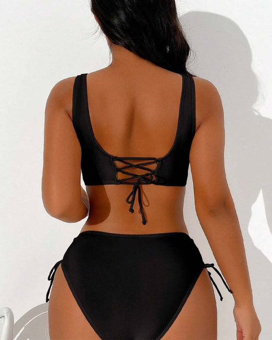 Women's High Waist Bikini Set V-Neck Wrap - Beach Belle