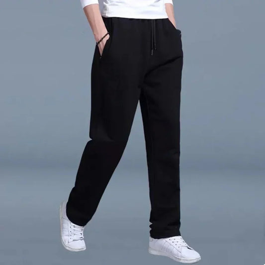 Men’s Jogging Pants – Relaxed Fit – Breathable Blend – Elastic Waist – Side Pockets Black