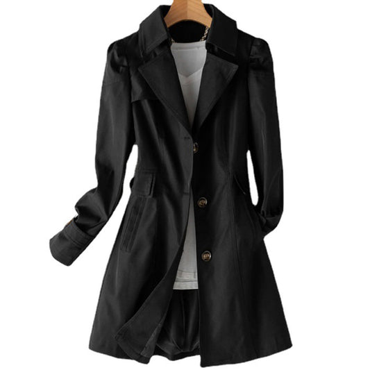 Women's Tailored Trench Coat - Classic Single-Breasted Design - CityChic Black