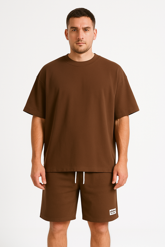 Men’s Athletic Set – Relaxed Fit – Short Sleeve Top & Drawstring Shorts – Breathable Set