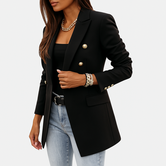 Lightweight Polyester Blazer - Chic Tailored Antonella Black