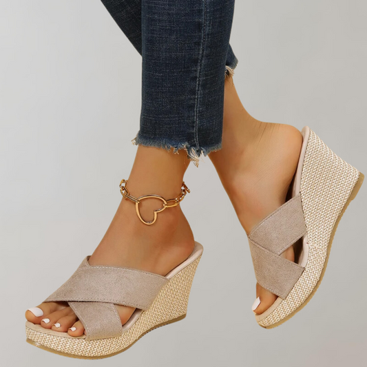 Women's Cushioned Wedge Sandals Crisscross Straps - UrbanStride