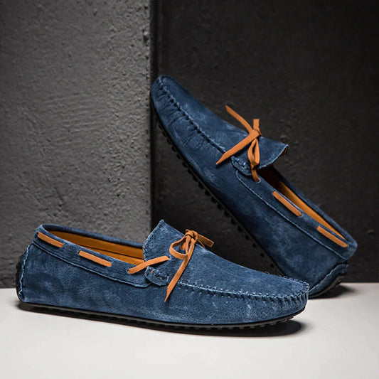 Men’s Loafers – Streamlined Fit – Luxury Fabric – Moccasin Stitch – Slip-On Design Dark Blue