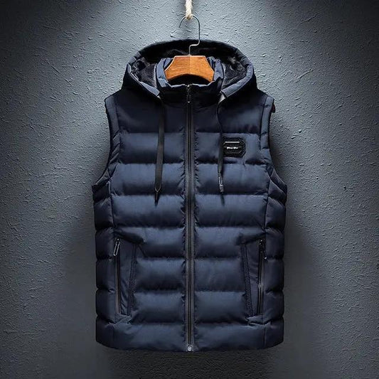 Men's Hooded Puffer Vest - Lightweight, Warm, and Stylish for Versatile Wear Blue