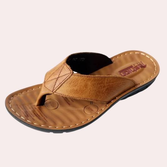 Men’s Slippers – Open Toe – Cushioned Footbed – Slip-On Comfort Fit Light Brown