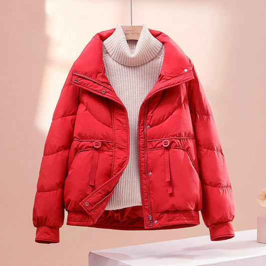 Women's Quilted Puffer Jacket Relaxed Fit - WinterChic Red