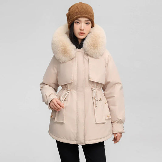 Women's Relaxed Fit Parka - Faux Fur Trim Winter Coat - UrbanChic White