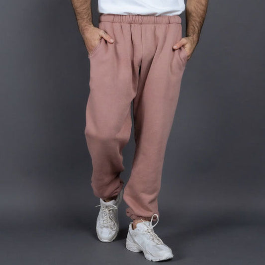 Men’s Sweatpants – Relaxed Fit – Elastic Waistband – Cotton – Side Pockets – Full Length Pink