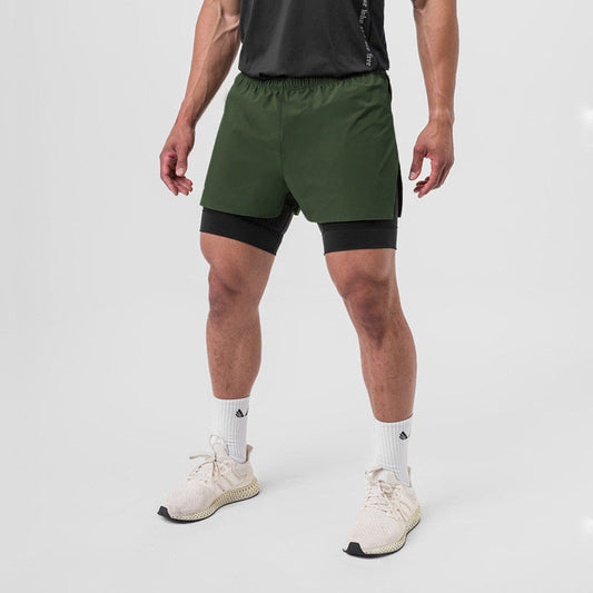Men’s Athletic Shorts – Dual Layer – Compression Fit – Breathable Stretch Fabric Olive Green