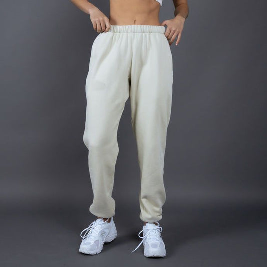 Men’s Sweatpants – Relaxed Fit – Elastic Waistband – Cotton – Side Pockets – Full Length White