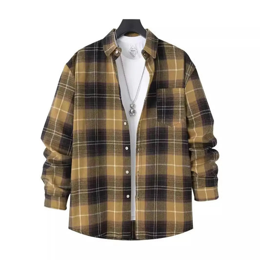 Men's Oversized Fit Cotton Checked Shirt - LumberJack Yellow