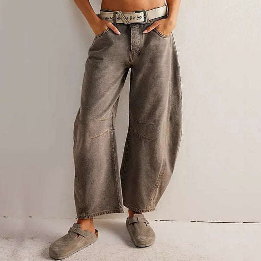 High Waist Wide Leg Jeans for Women - StyleStride Brown