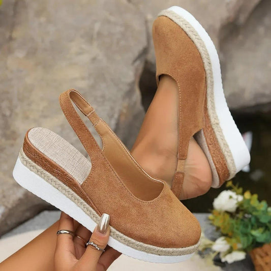 Suede Espadrille Wedge Sandals for Women - Urban Elegance Brown