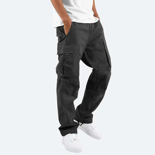 Men’s Cargo Trousers – Relaxed Fit – Straight Leg – Cotton Blend – Utility Pockets