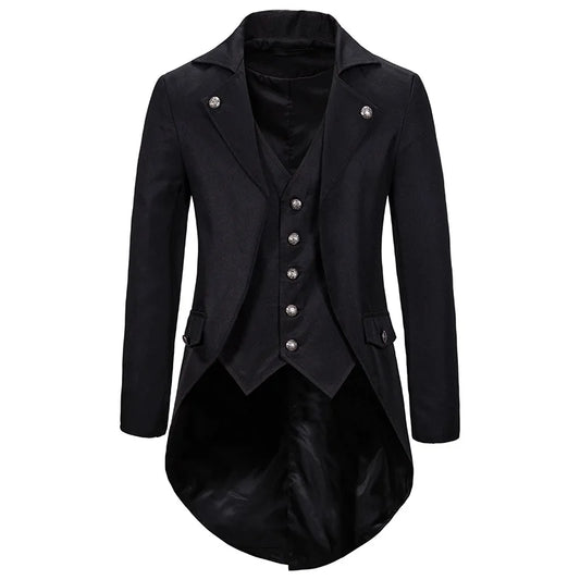 Men's Fitted Steampunk Jacket - Retro Edge Black