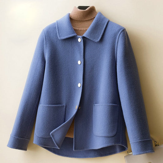 Women's Tailored Wool Coat - Classic Fit, Premium Warmth - WinterGrace Blue