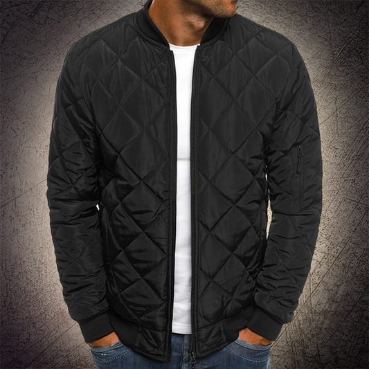 Men's Quilted Bomber Jacket - UrbanFlyer Black