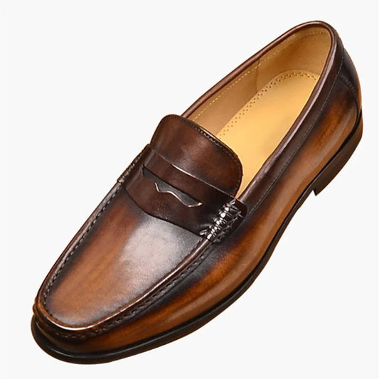Men’s Loafers – Slip-On Penny Strap – Vegan Leather – Formal Streamlined Fit Mocha Mousse