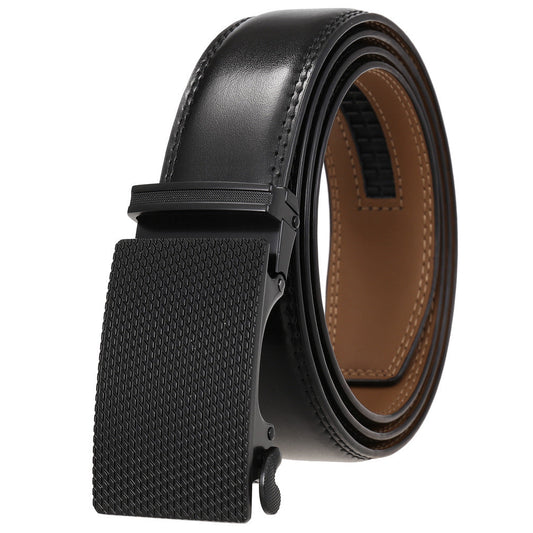 Men’s Leather Belt – Slide Ratchet – Adjustable Fit – Business Formal Accessory Black