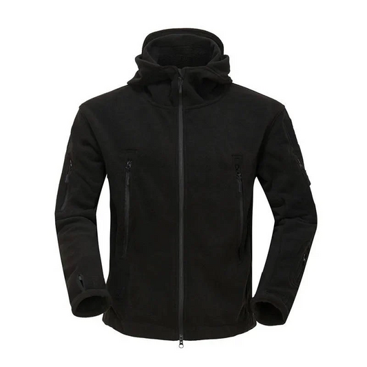 Men’s Fleece Jacket – Hooded – Regular Fit – Full Zip – Thermal Black