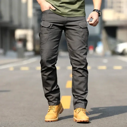 Men’s Cargo Trousers – Relaxed Fit – Cotton – Multi-Pocket Utility Design Gray