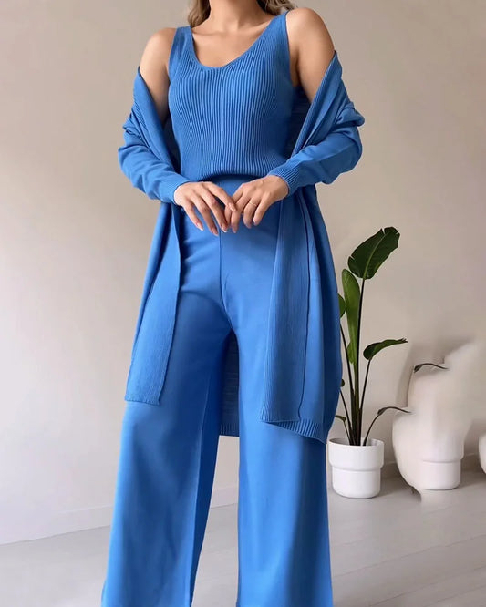 Elegant 3-Piece Versatile Dress Set for Women - StyleTrinity Blue