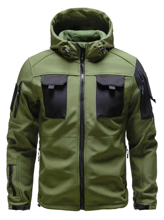 Men’s Bomber Jacket – Regular Fit – Weather-Resistant – Adjustable Hood – Multi-Pocket Green