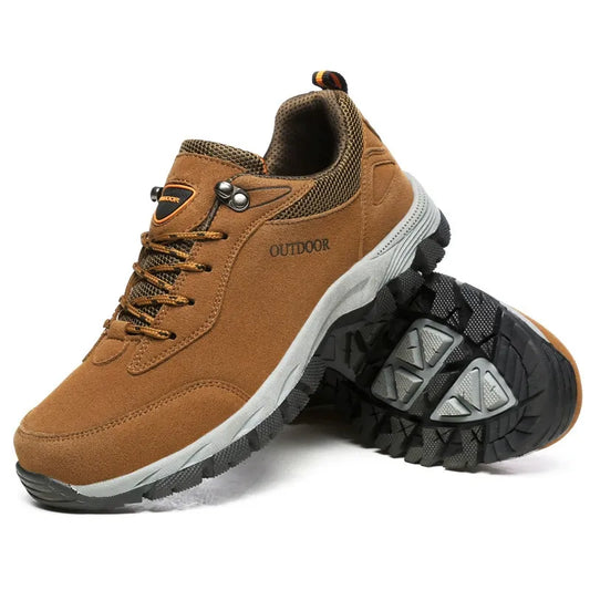 Men’s Hiking Shoes – Low-Top – Breathable Mesh Collar – Reinforced Toe – Grip Outsole Brown