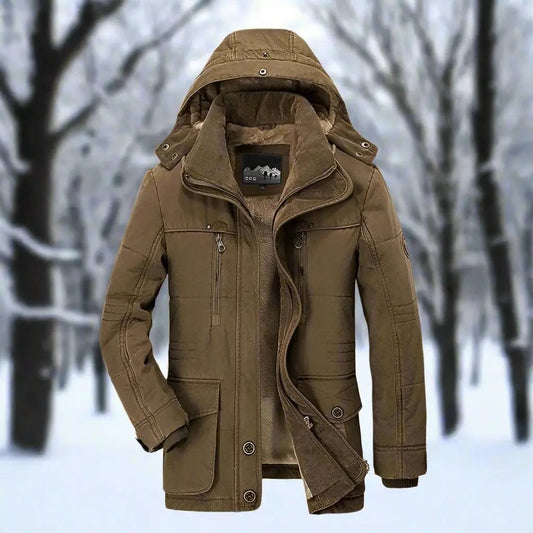 Men’s Parka Jacket – Water-Resistant – Faux Fur Lined – Adjustable Hood – Mid-Length Fit Brown
