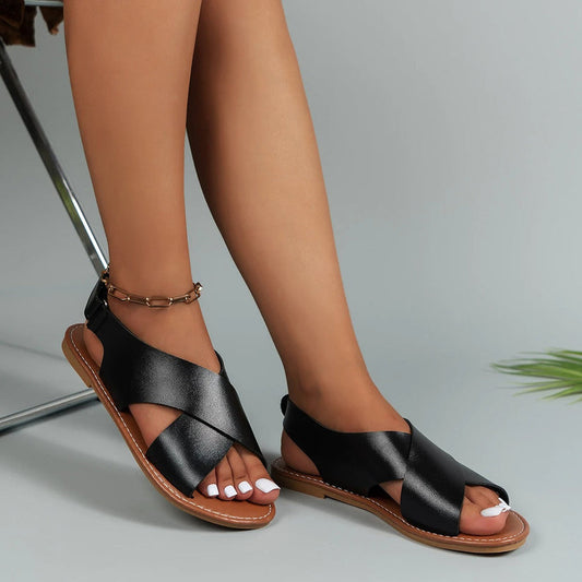 Premium Leather Buckle Sandals for Women - StyleStride