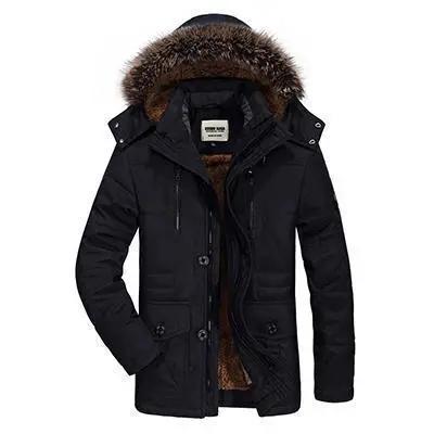 Men's thick hooded casual outdoor coat Black