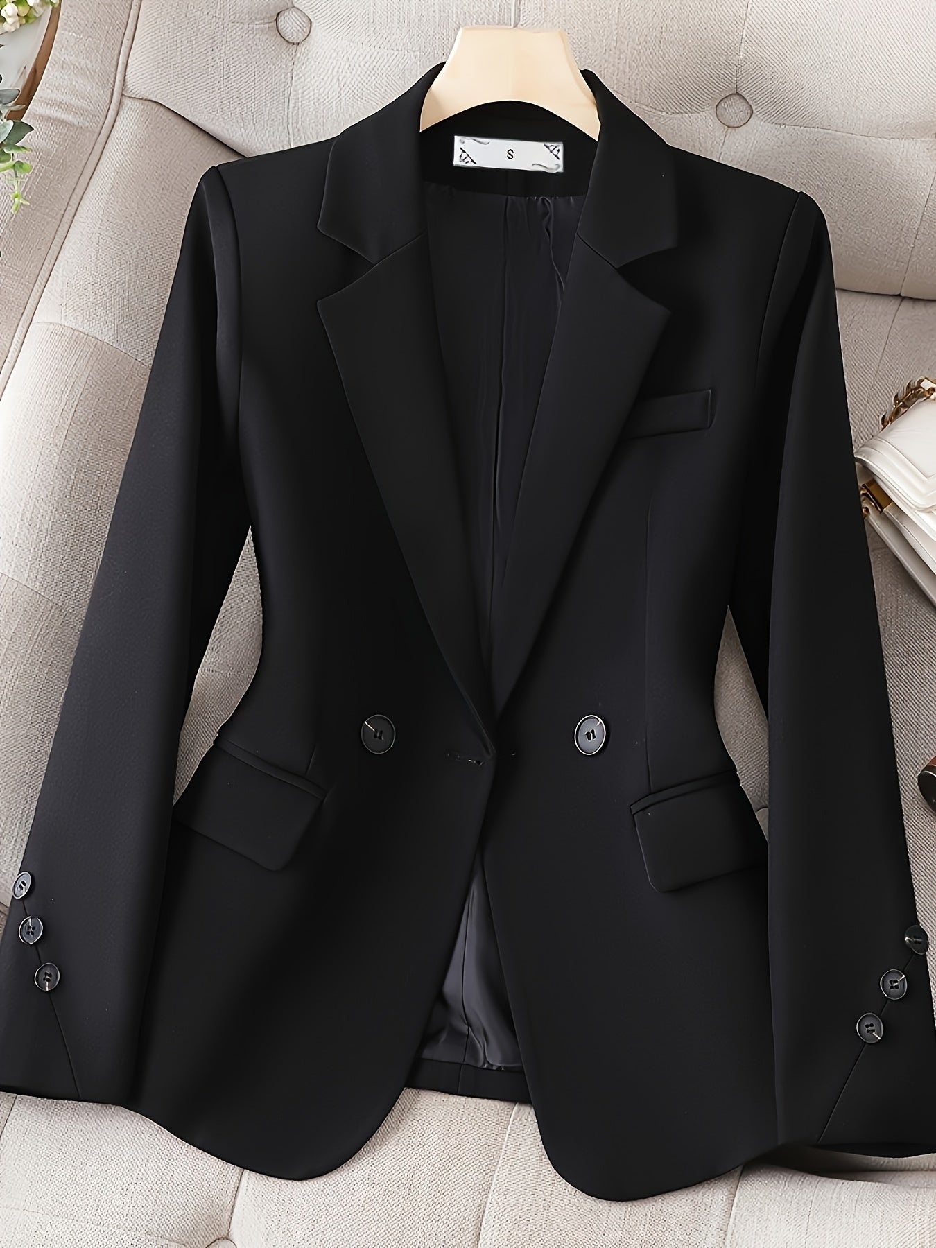 Tailored Single-Button Blazer for Women - Classique Chic Black