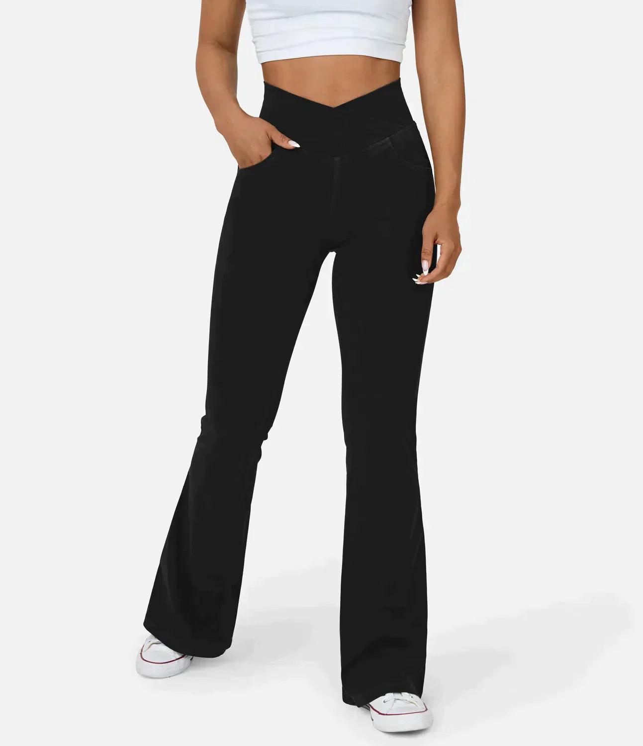 High-Waisted Flared Jeans for Women - RetroFlex Black
