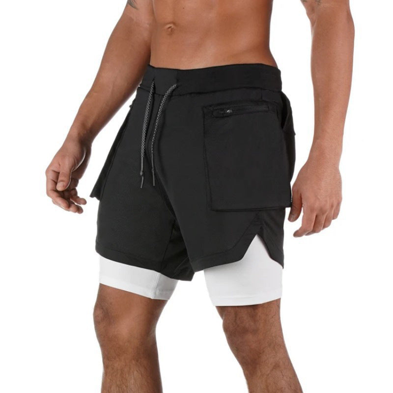 Men’s Athletic Shorts – Dual Layer – Compression Liner – Breathable Stretch Fit Black