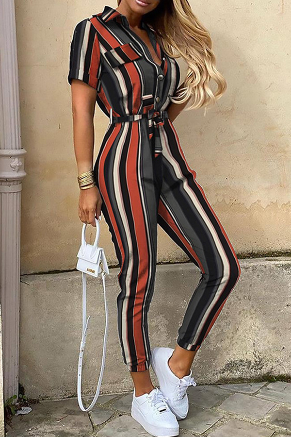 Elegant Women's Belted Jumpsuit with Shawl Collar - ChicStyle Color