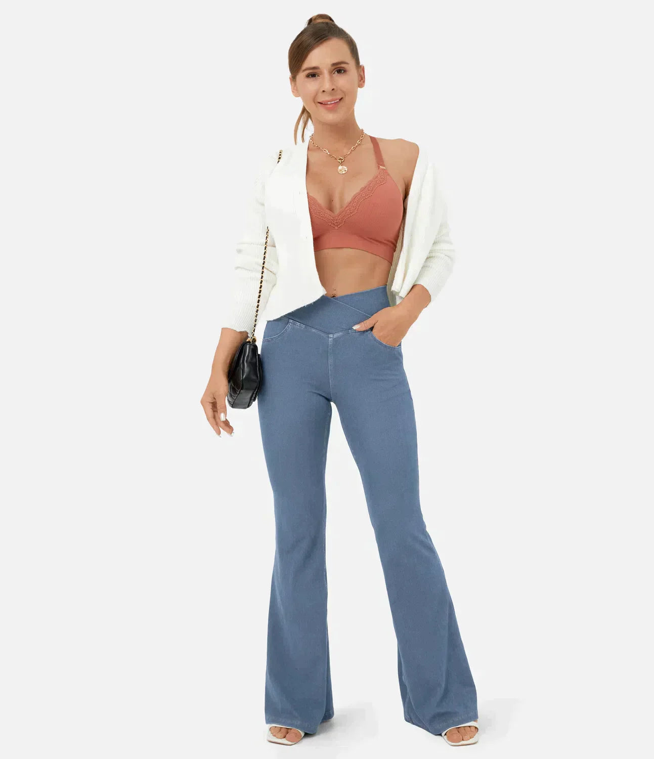 High-Waisted Flared Jeans for Women - RetroFlex