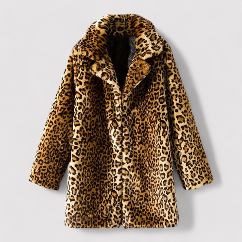 Women's Leopard Print Faux Fur Coat - WildGlam