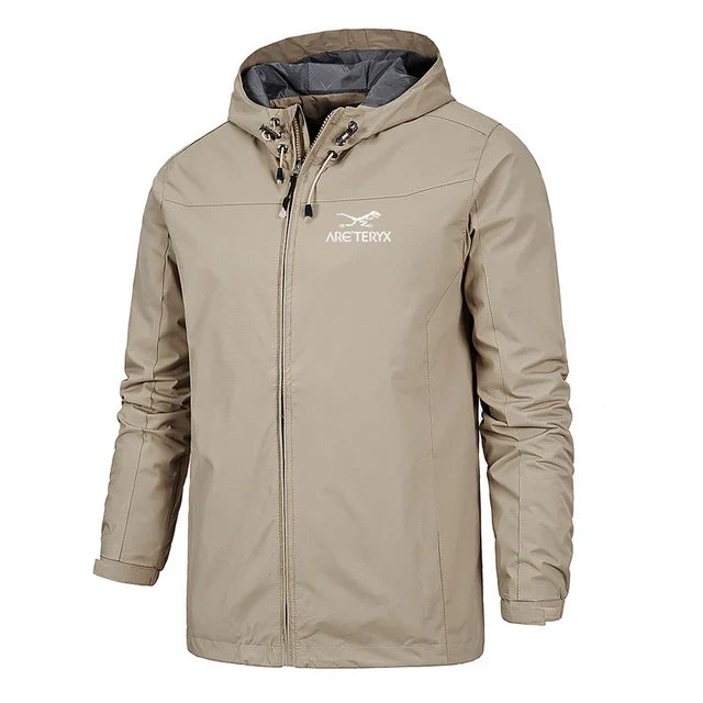 Men's Lightweight Hooded Windbreaker - Water-Resistant - WindRider Khaki