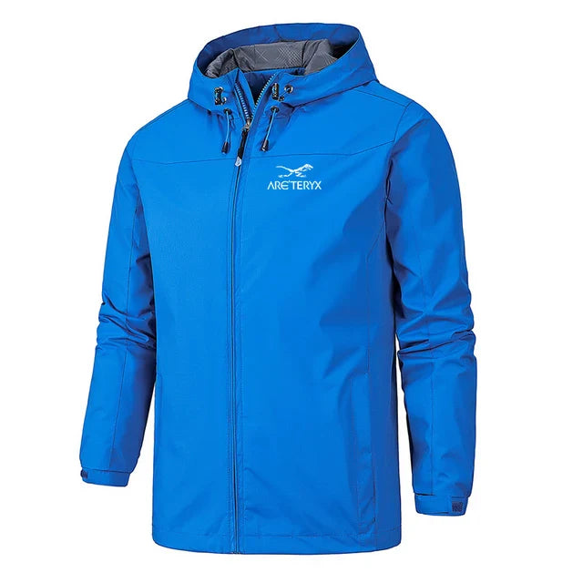 Men's Lightweight Hooded Windbreaker - Water-Resistant - WindRider Blue