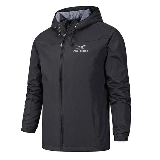 Men's Lightweight Hooded Windbreaker - Water-Resistant - WindRider Black