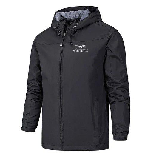 Men's Lightweight Hooded Windbreaker - Water-Resistant - WindRider Black