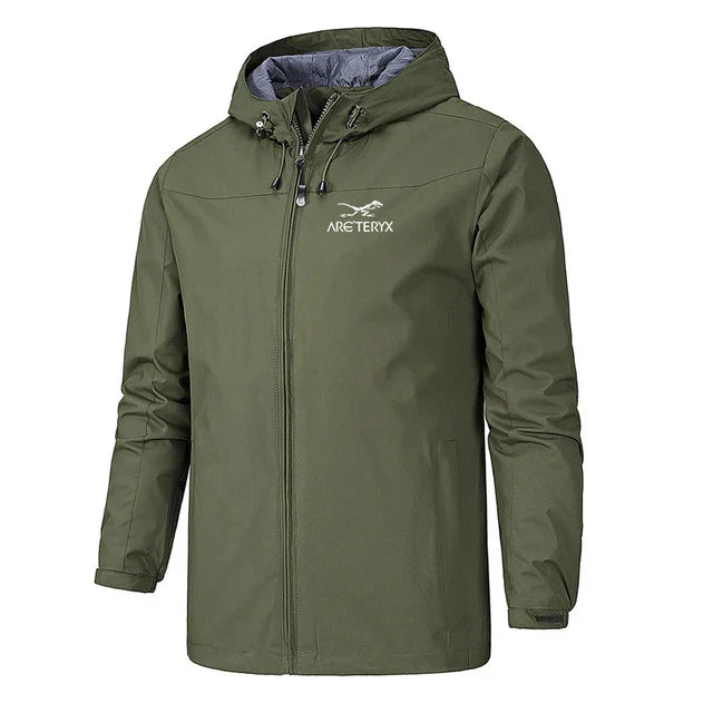 Men's Lightweight Hooded Windbreaker - Water-Resistant - WindRider Army green
