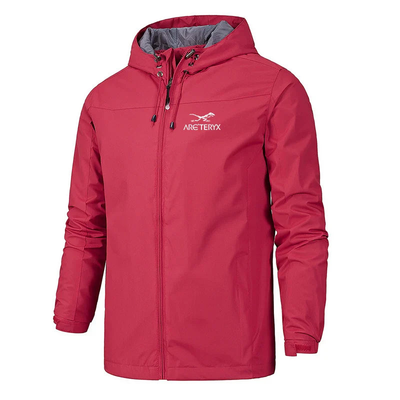 Men's Lightweight Hooded Windbreaker - Water-Resistant - WindRider Red
