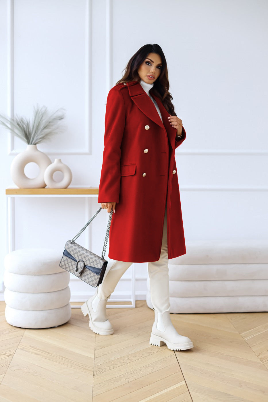 Women's Double-Breasted Fitted Trench Coat - Elona